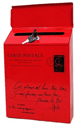 TentHome Briefkasten Postkasten Antik-Look Briefkastenanlage Mailbox Wandbriefkasten Zeitungsfach Farbiger Letterbox Zeitungskasten mit Klappe Rot 2