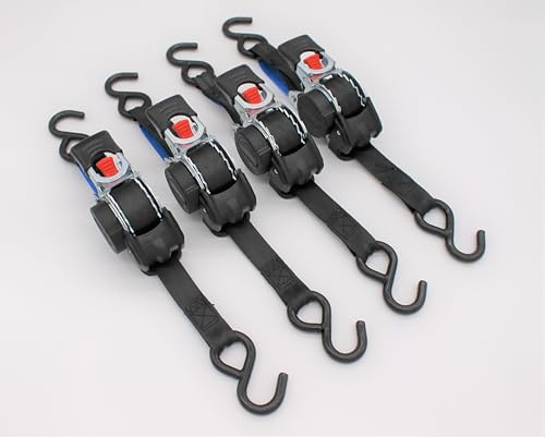 4 stycken automatiska spännband, spännband med S-krokar, 3,0 m x 25 mm, 300/600 daN