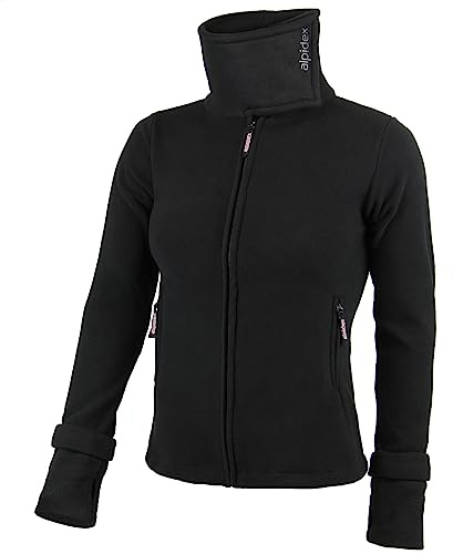 ALPIDEX Giacca Donna Pile Calda Morbido Full Zip Coletto Alto Antivento Felpa Outdoor Caldissima Invernale Termica Cerniera, Taglia:XL, Colore:black