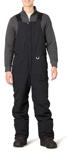 Amazon Essentials Men's Water-Resistant Insulated Snow Bib Overall, Black, Large