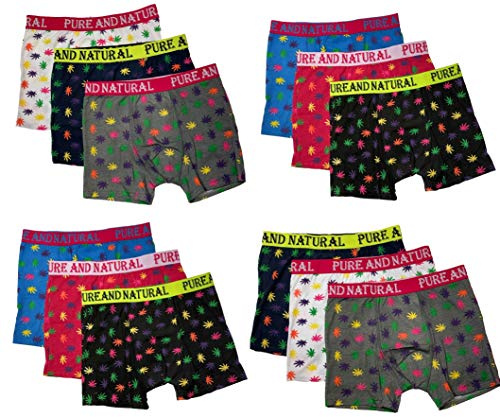 click2style Pack of 3 Mens Leaf Boxer Shorts Assorted Colours Cotton Fabric Pants Briefs Underwear Boxers (M)
