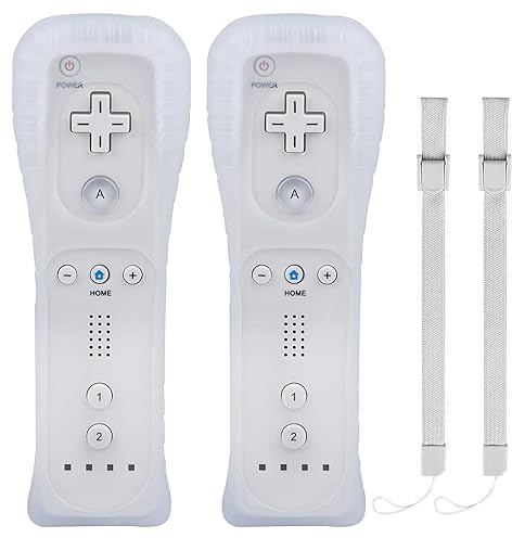 2 WII Controller Fernbedienung Remote Game Linker Controller mit Silikonhülle Armban, ohne Motion Plus