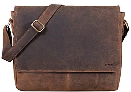 LEABAGS Oxford Laptoptasche Leder Herren Damen 15 Zoll – Messenger Bag Echtleder – Arbeitstasche Umhängetasche 38x31x10 cm