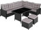 tectake Polyrattan Lounge Set, Gartenmöbel Set mit Sofa, Hocker + Tisch, Balkon Möbel Outdoor, 5-teilige Sitzgruppe, inkl. Sitz- & Rückenkissen, ideal für Garten, Terrasse, Balkon - schwarz
