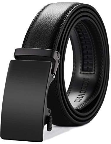 CHAOREN Gürtel Herren Schwarz Stufenlos Verstellbar, Automatik Ledergürtel Herren Schwarz Ratsche für Herren Business Anzug, 35mm Gürtel ohne Löcher, Größe Angepasst, 105cm/20-34