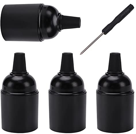 VooGenzek 4-Pack Vintage Bakelite Edison Screw Lampholder, Black E27 Light Socket with Screwdriver, for DIY Pendant Socket