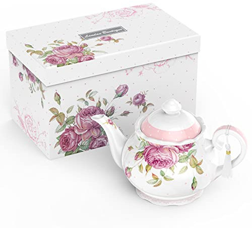 Tetera grande, jarra de leche y azucarero, juego de tetera de porcelana, caja de regalo de 1300 ml (solo tetera)