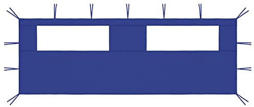 Gecheer Pavillon Seitenwand mit Fenstern Seitenteil Seitenplane Seitenwände Zeltplane für Partyzelt Festzelt Gartenzelt Pergola 6x2 m Blau