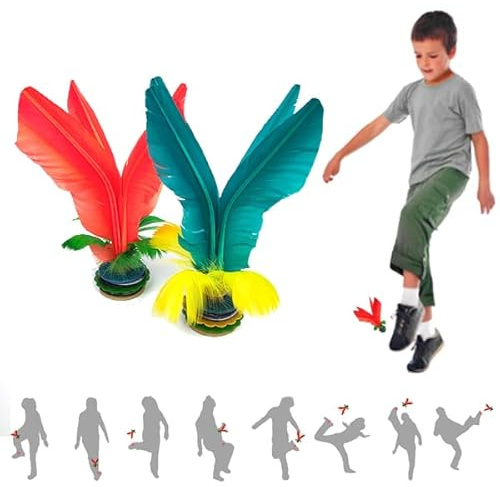 Jastown Kick-Federball, chinesischer Jianzi, Fuß Federball,zusammengebauter Feder Fußball, bunter Feder-Kick-Federball für Fußübungen, Sportspiel, Kick-Federball für draußen, drinnen, 2 Stück (BO)