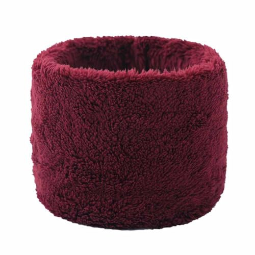 SHTGOI Écharpe tube en peluche épaisse - Écharpe d'hiver avec polaire - Unisexe - Large protection auditive - Écharpe moelleuse - Écharpe ronde pour hommes et femmes en hiver, rouge bordeaux, taille