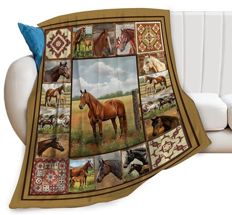 Horse Blanket Horse Throw Blanket Soft Fleece Flannel Bedding Horses Gifts for Men Boys Women Girls Lovers Adults Stuff Plush for Couch Sofa Bed Room Decor 40X50