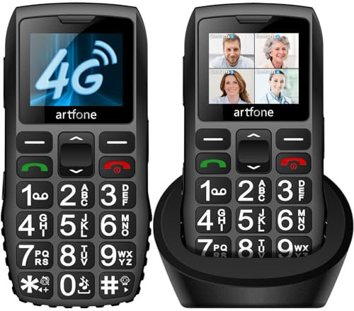 artfone C1+4G Big Button Mobile Phone for Elderly丨USB-C, Charging Dock丨1800mAh Battery丨Easy to Use Basic Elderly Phone丨SIM Free Unlocked Senior Mobile Phone丨SOS Button丨FM Radio丨Time Reporting - Black
