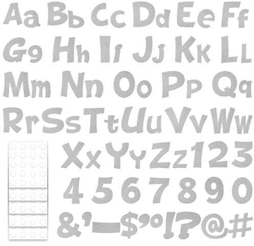 216pcs Glitter Alphabet Bulletin Board Letters, Poster Board Letters Large Letter Stickers with Glue Points Self Adhesive Bulletin Board Letters Stickers for Wall Decor Home Office Classroom (Silver)
