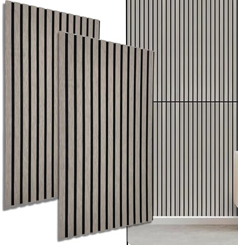 Panneau mural decoratif | Panneau acoustiques 3D lamelles MDF avec feutre 1040x520x15mm - 2 pièces (1,08m²) | Absorbant Tasseaux muraux en bois | Revêtement mural imitation bois