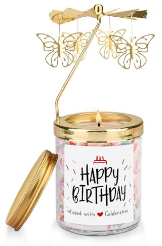 Ronoza® Geburtstagsgeschenk für Frauen Mit Drehbar Schmetterling - Happy Birthday Geschenke, Kerze für Mama, Beste Freundin, Schwester, Oma, Paare