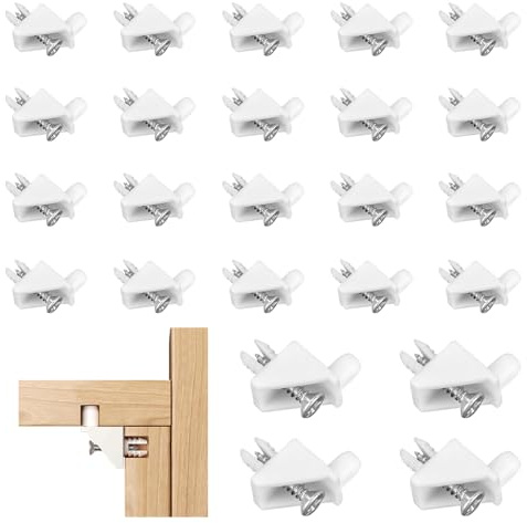 YAANBUNB 30PCS Soportes de Estante, Clavos de Soporte para Estanterías de Plástico Blanco con Tornillos, Cuñas de Reparación Soporte Fijación de Repuesto para Soporte de Armarios/Estantes/Vitrinas