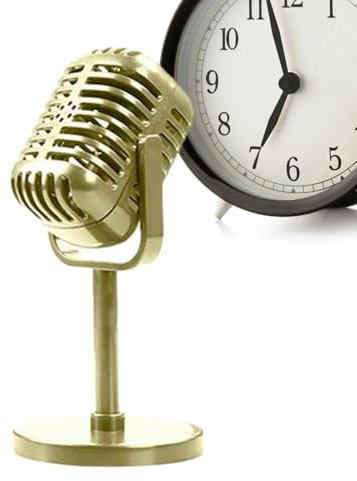 ycezw Fake Microphones, Retro Microphone Accessories with Stand | Vintage Microphone Toy Accessory Antique Model Microphone Accessory for Party Role Play Stage Table Decorations