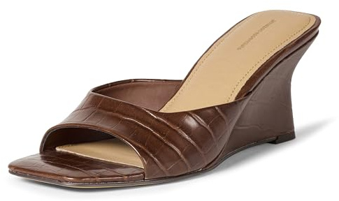 Amazon Essentials Sandalias de cuña para mujer, cocodrilo sintético marrón, talla 12