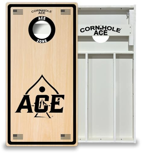 CornholeAce ACE Zone Black All Weather Pro Cornhole Board Set - Waterproof 4x2 Regulation Size, Made in USA, Triple Wide Legs, 3/4 PVC, Official Tournament Boards, Outdoor Ready (2 Boards)