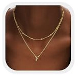 JeweBella Mujer Oro con Inicial Collar Letra Personalizada Cadena 18K Gargantilla Colgante Dorado Joyería Regalos Cumpleaños Navidad Valentín
