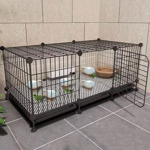 Large Space Small Animal Cage with Pull-out Tray - Iron and PP Resin Walk-in Chicken Coop for Indoor or Outdoor Quail - Encrypted Mesh Pad - 109 x 39 x 49 CM
