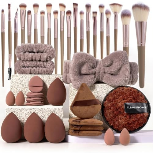 Ensemble De 40 Pinceaux De Maquillage Professionnel, Set De Pinceaux De Maquillage De Haute Qualité En Fibres SynthéTiques Pour Femmes | Outils De Fond De Teint MéLangé | Accessoires De Beauté Premium