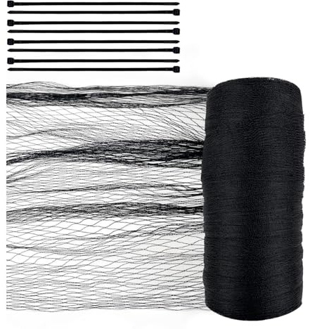 LUMITERRA 2.3m x 20 m Rete da Giardino, Anti Uccelli, Maglia Tessuta Extra Resistente di Protezione, Resistente Agli Strappi e Durevole, Include 100 Fascette Stringicavo Per Piante, Frutta, Fiori