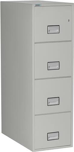 Phoenix Safe 31 inch 4-Drawer Vertical Fireproof File Cabinet – Letter Size Filing – Key Lock – Water Resistant Seal – Fire and Impact Rated – Light Gray Finish – Model LTR4W31LG