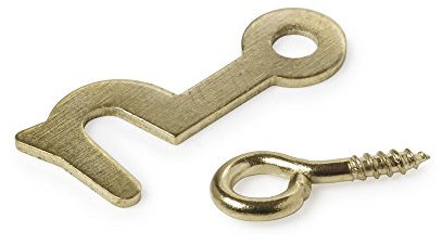 Merriway BH02302 EB Picture Frame Side Hooks and Eyes, 25 mm (1 inch) Brass Plated , Pack of 6 Pair