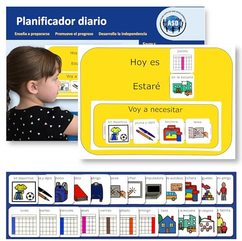 Planificador Diario - Español (producto plástico de comunicación visual lavable para el autismo)