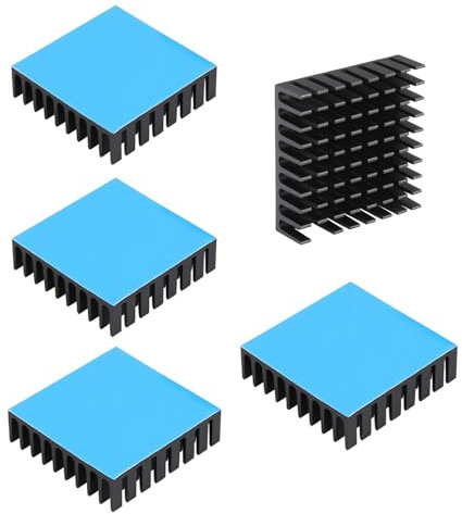 5PCS Aluminum Heat Sink 35x35x10mm / 1.38x1.38x0.39inch Small Heatsink 35mm with Thermal Tape for CPU IC LED Board Cooler for Cooling Stepper Motor TEC1-12706 Peltier Module, Black