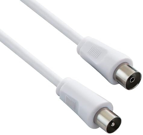 CABLEPELADO Câble Antenne TV Mâle Femelle Droit | Câble Coaxial | Compatible Décodeur, Prises TV | 75 Ohm | Blanc | 20 Mètres