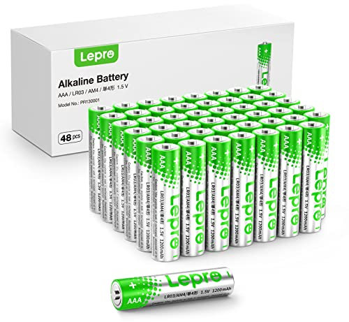 Lepro AAA Batterien, 48 Stück, Alkaline Batterie AAA mit 1.5V - Langlebig, Leistungsstark & Auslaufsicher, Ideal für Fernbedienungen, Spielzeug, Uhren, Taschenlampe UVM