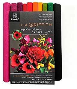 Lia Griffith Crepe-papper extra fin 25 cm x 200 cm förtrollad trädgårdsblandning 10 rullar