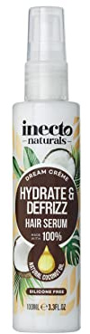 INECTO Naturals Hydrate & Defrizz Coconut Dream Crème Hair Serum 100ml, Anti Frizz, Preservers Moisture for Visibly Smooth Hydrated, 100% Natural Oils, Dry and Damaged