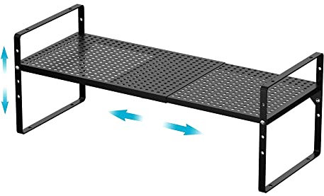 iPEGTOP Großes erweiterbares Schrank-Aufbewahrungsregal, stapelbares Gewürzregal aus Stahl, Metall, höhenverstellbar, für Zuhause, Büro, Speisekammer, Garage, Regal für Theke, Küche, Organisation,