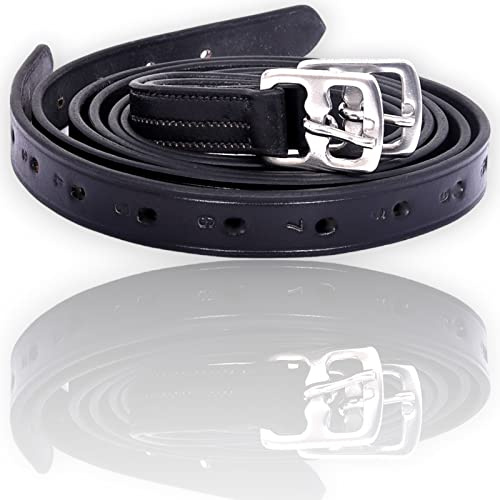 Horse Riding Stirrup Leathers Adults Or Childs Strong Leather With Soft Finish (Black Colour) (60-Inch)