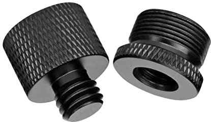 Mic Thread Adapter Thread 1/4 Male to 5/8 Female and 5/8 Male to 1/4 Female Screw Thread Adapter,Mic Stand Adapter for Camera Screw Monitor Microphone Stand Standamera Screw Adapter Thread(black)