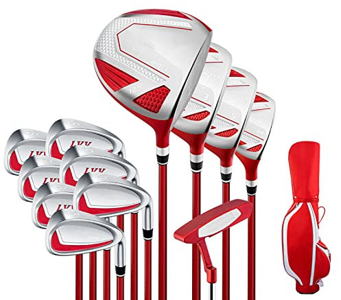 MOLVUS Complete Golf Club Set 12 Piece, Includes Driver, Includes 460cc Alloy Driver, 3 & #5 Fairway Woods, Hardwood, 5#, 6#, 7#, 8#,9#, Pw#, Sw# Irons, Putter And Ladies Golf Bag