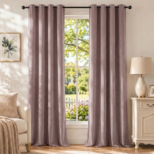 Ystyle Cortinas Terciopelo Salon 2 Piezas, 140×145cm, Rosa | Cortinas 100% Opacas, Cortinas Termicas Aislantes Frio Y Calor, Blackout Cortinas Dormitorio, Cortina Acustica Con Ojales