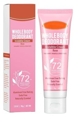 Wenrny Whole Body Deodorant for Women,72 Hour Odor Control Aluminum Free Female Deodorants,Rose Scent Invisible Cream Full Body Deodorants,All Day Deodorant for Men & Women,85g