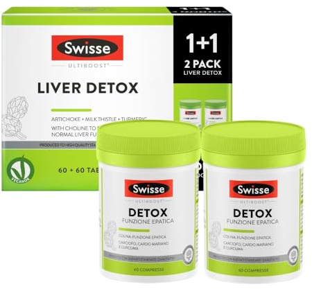 SWISSE Detox - Colina Integratore con Cardo Mariano, Curcuma ed Estratto di Carciofo, Integratori Alimentari per Supporto Funzione Epatica - 120 Compresse Rivestite, Facili da Deglutire, Made in Italy