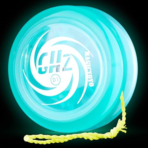 MAGICYOYO JoJo D1 GHZ, Looping Yoyo brille dans l'obscurité, Yoyo d'entrée de gamme pour enfants, yo-yo réactif pour enfants et débutants, yo-yo professionnel 2A Trick-Yo avec 6 cordons Yo Yo Yo (bleu