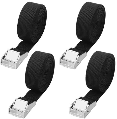 ZMDMAH Lot de 4 sangles de fixation 3 m × 2,5 cm avec cliquet - Sangle d'arrimage avec boucle de serrage - Sangles d'arrimage - Charge maximale : 250 kg - Pour le transport, le fret, les voitures, les