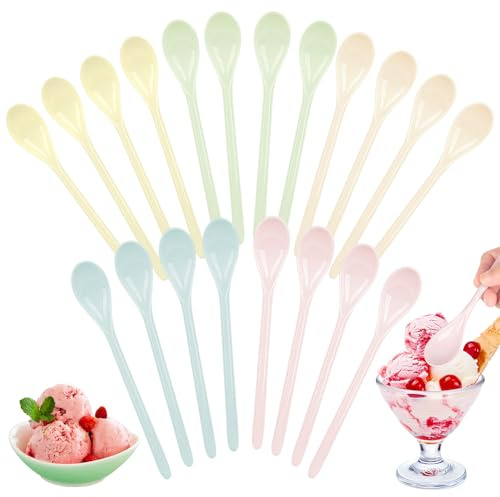 20 cuillères en mélamine réutilisables - Pour purée bébé, yaourt, muesli, soupe et café - Plastique alimentaire sans BPA - Longueur 18,3 cm - Résistantes et lavables au lave-vaisselle