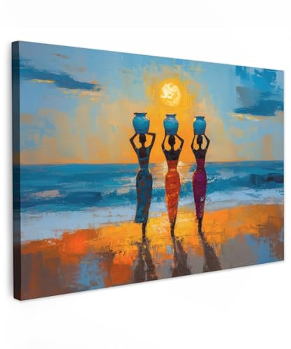 MuchoWow© Stampa Foto 120x80 cm Quadro Moderno Quadri Moderni Soggiorno Con Cornice Stampe Da Parete Camera Da Letto Matrimoniale Decorazione Canvas Donne - Spiaggia - Tramonto