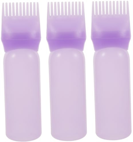 PENIKOKO Flacons Applicateurs Peigne à Racines 3 Pièces Violet Pour Coloration Capillaire, Bouteille De Racine Pressable, Applicateur De Bouteille D'huile Capillaire, Usage Professionnel Et Maison