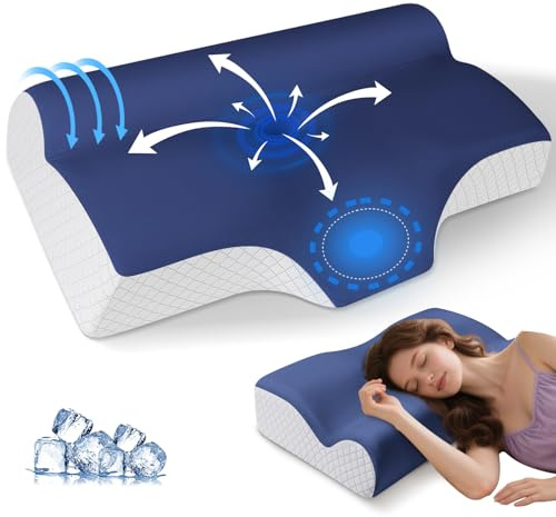 Drifina Orthopedic Cervical Memory Foam Pillow for Neck & Shoulder Pain Relief - Contour Neck Support with Neck Roll, Ergonomic Dual-Height for Side/Back Sleepers, Cooling Washable Pillowcases