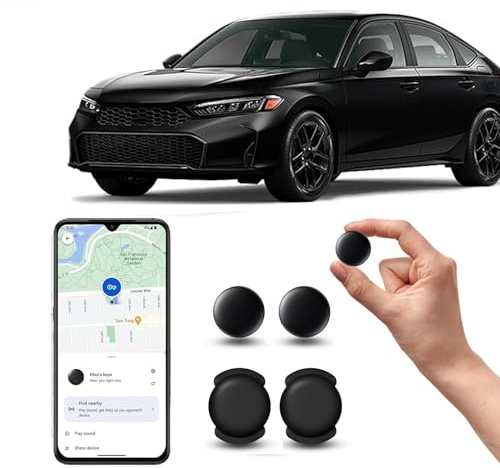 Mini GPS Tracker for Vehicles – Android Hidden Magnetic Car Tracker No Monthly Fee, Real-Time GPS Tracking devices for Kids, Car, Pets, Works with goo- gle Find My Device, No SIM (2 pc black)