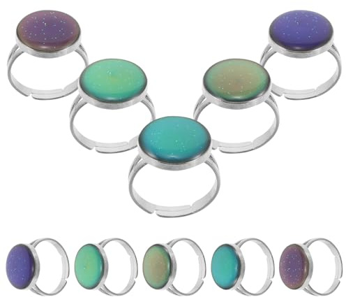CONGARTENO 10piezas Anillos de Humor Que Cambian de Color Anillo Ajustable Vintage para Hombre y Mujer Joyería de Moda Sensible Temperatura
